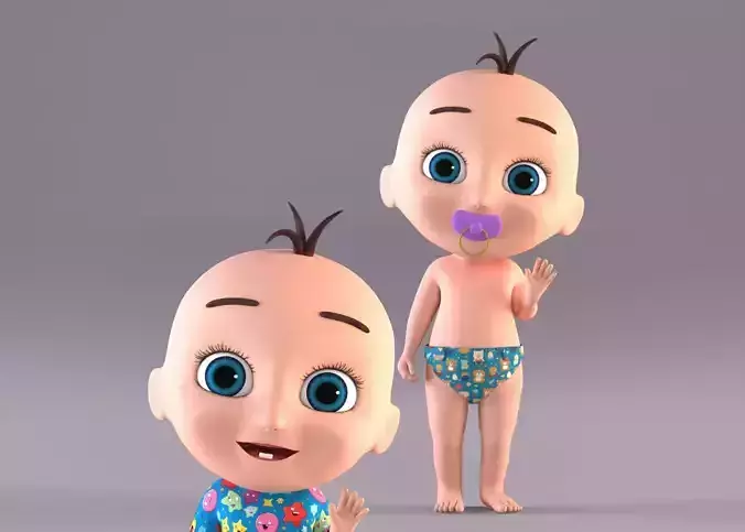 Cartoon Baby - Rigged Low-poly 3D model