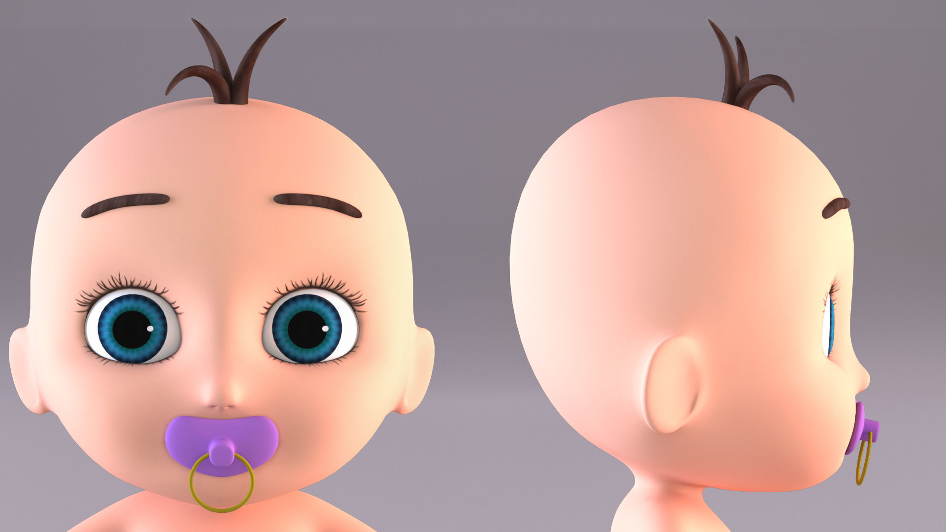 Cartoon Baby - Rigged Low-poly 3D model_7