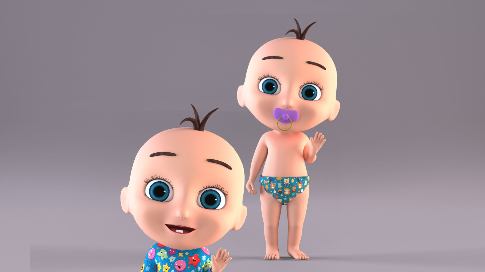 Cartoon Baby - Rigged Low-poly 3D model_12