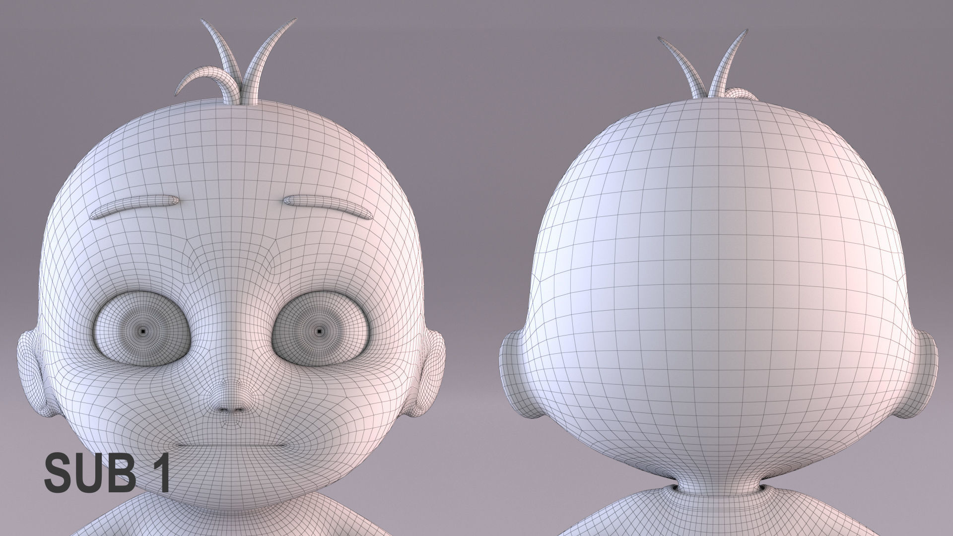 Cartoon Baby - Rigged Low-poly 3D model_15