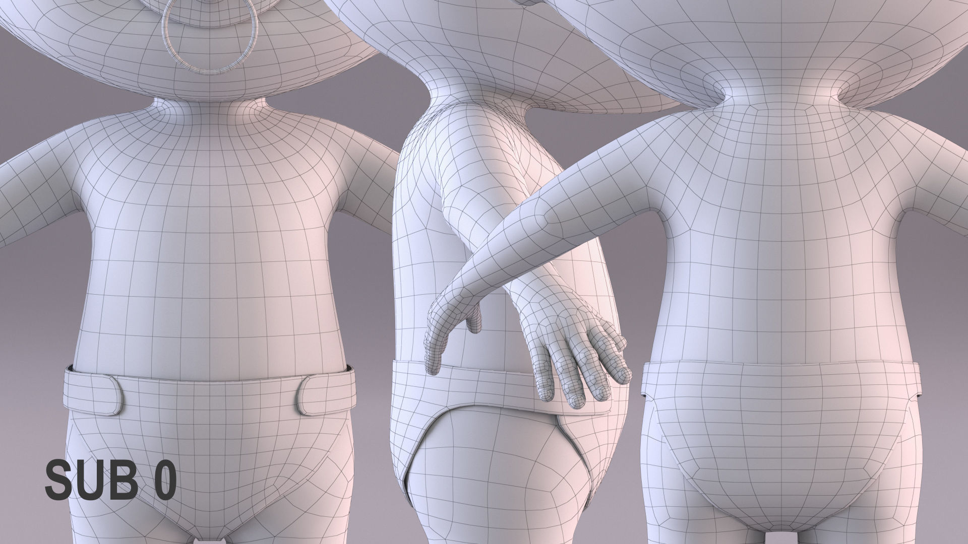 Cartoon Baby - Rigged Low-poly 3D model_26