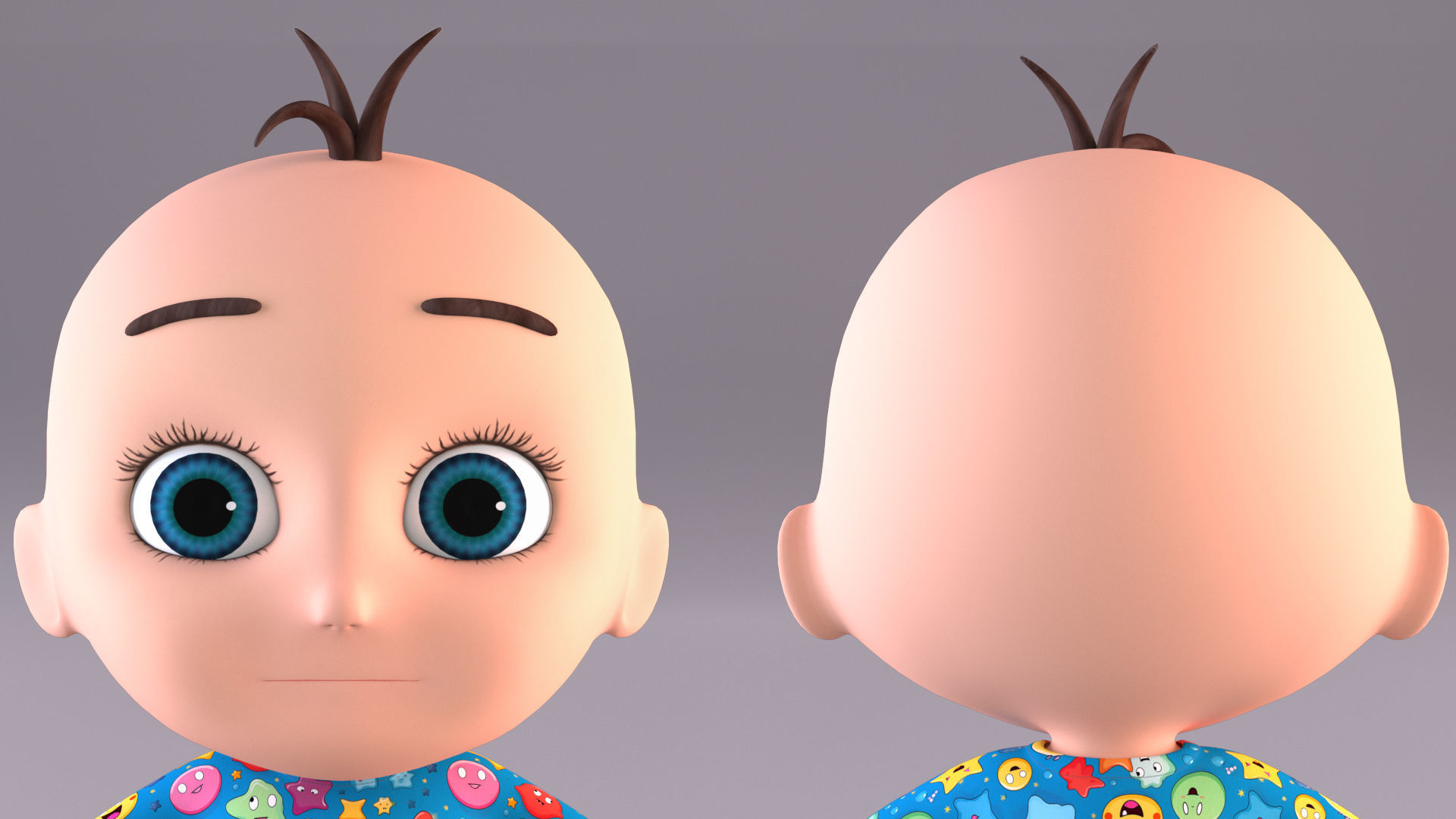 Cartoon Baby - Rigged Low-poly 3D model_4