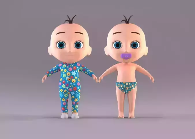 Cartoon Baby - No Rig Low-poly 3D model