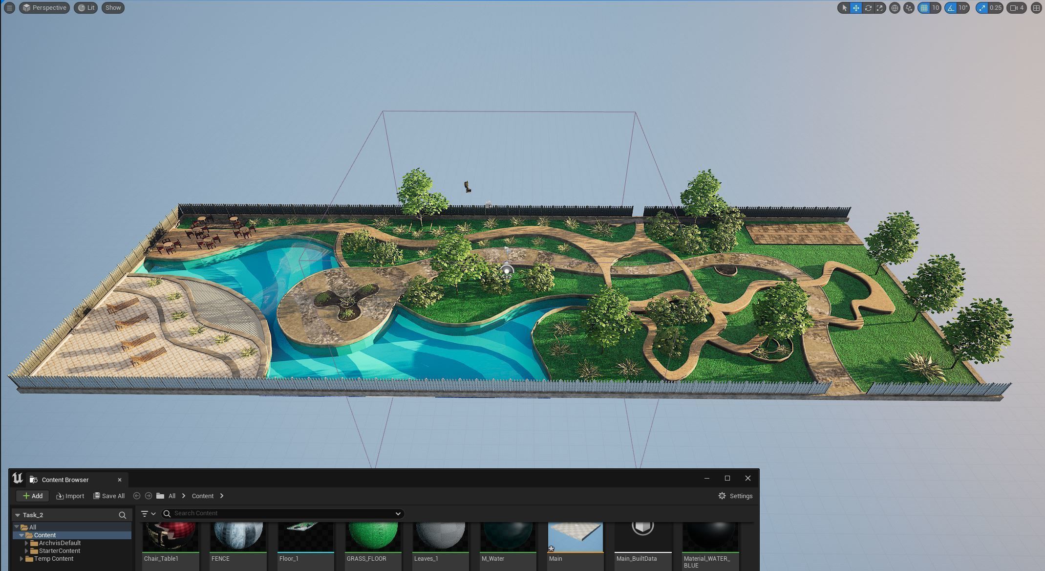 Low poly Rectangular Park Garden 3D Model Low-poly 3D model_10