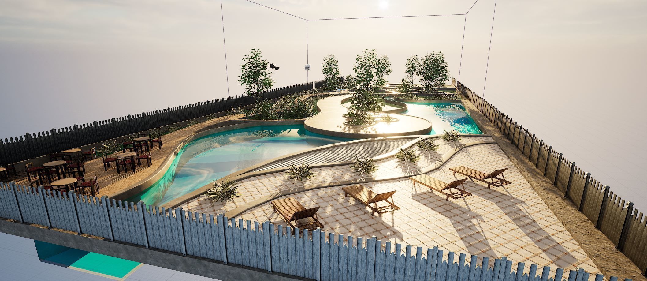 Low poly Rectangular Park Garden 3D Model Low-poly 3D model_11