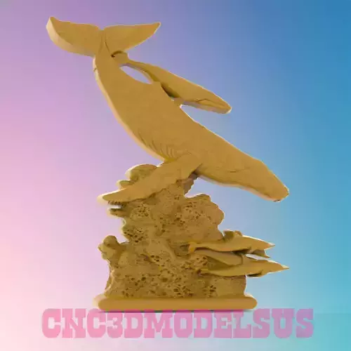 Whales and Dolphins  3D MODEL STL FILE FOR CNC ROUTER LASER 