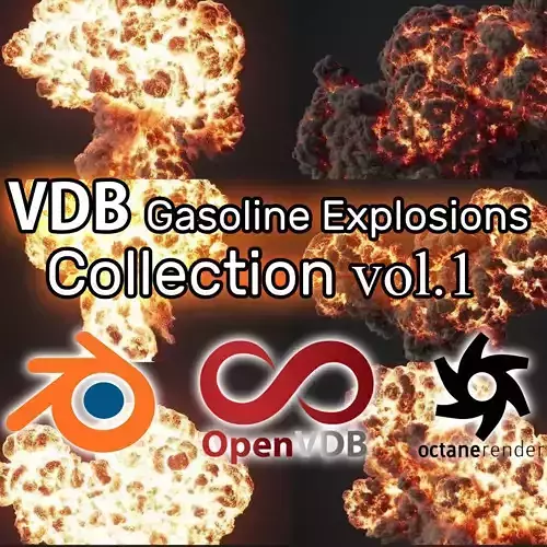 VDB Animated  Gasoline Explosion Pack vol1 3D Model Collection