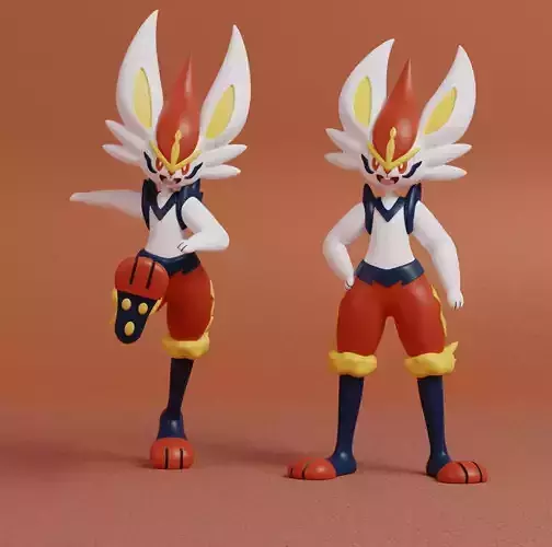 Pokemon - Cinderace with 2 poses