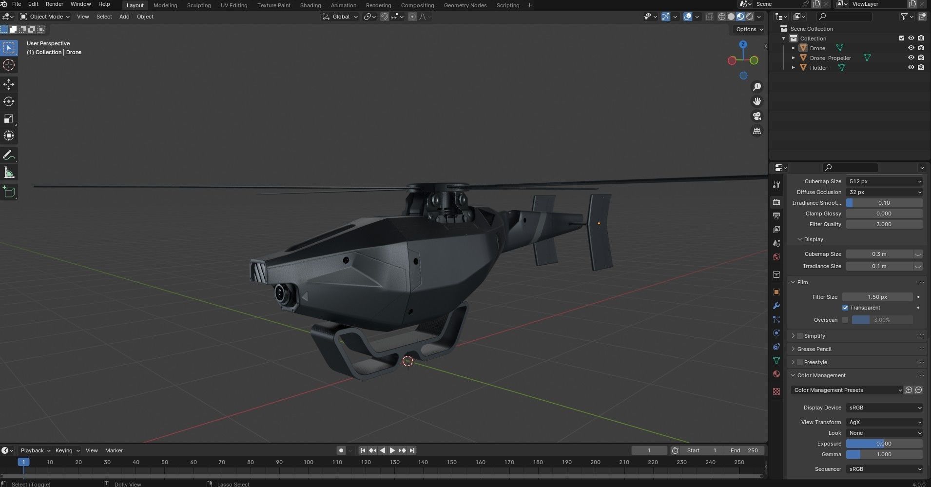 Small Militery Spy Drone Low-poly 3D model_20