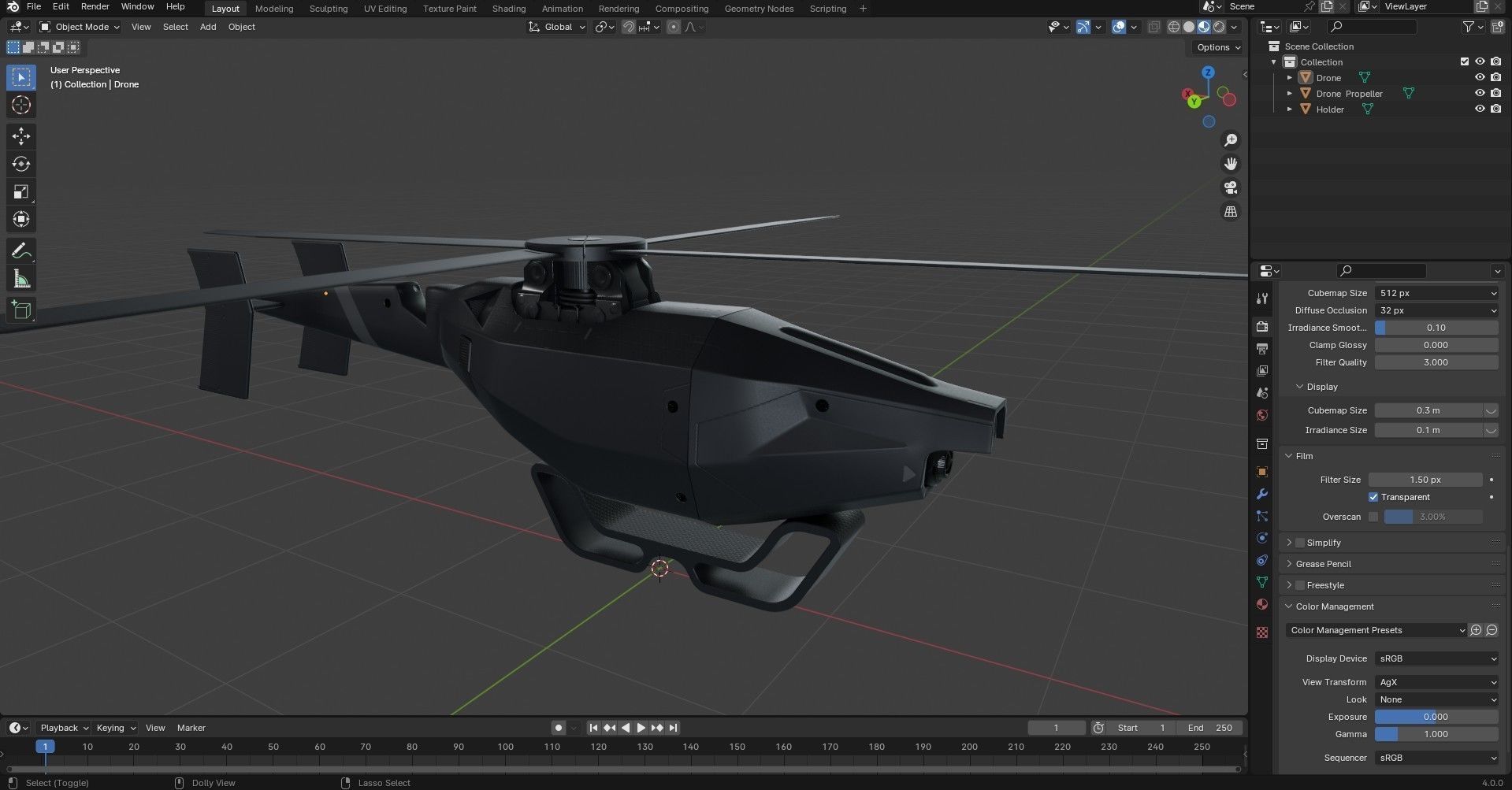 Small Militery Spy Drone Low-poly 3D model_22