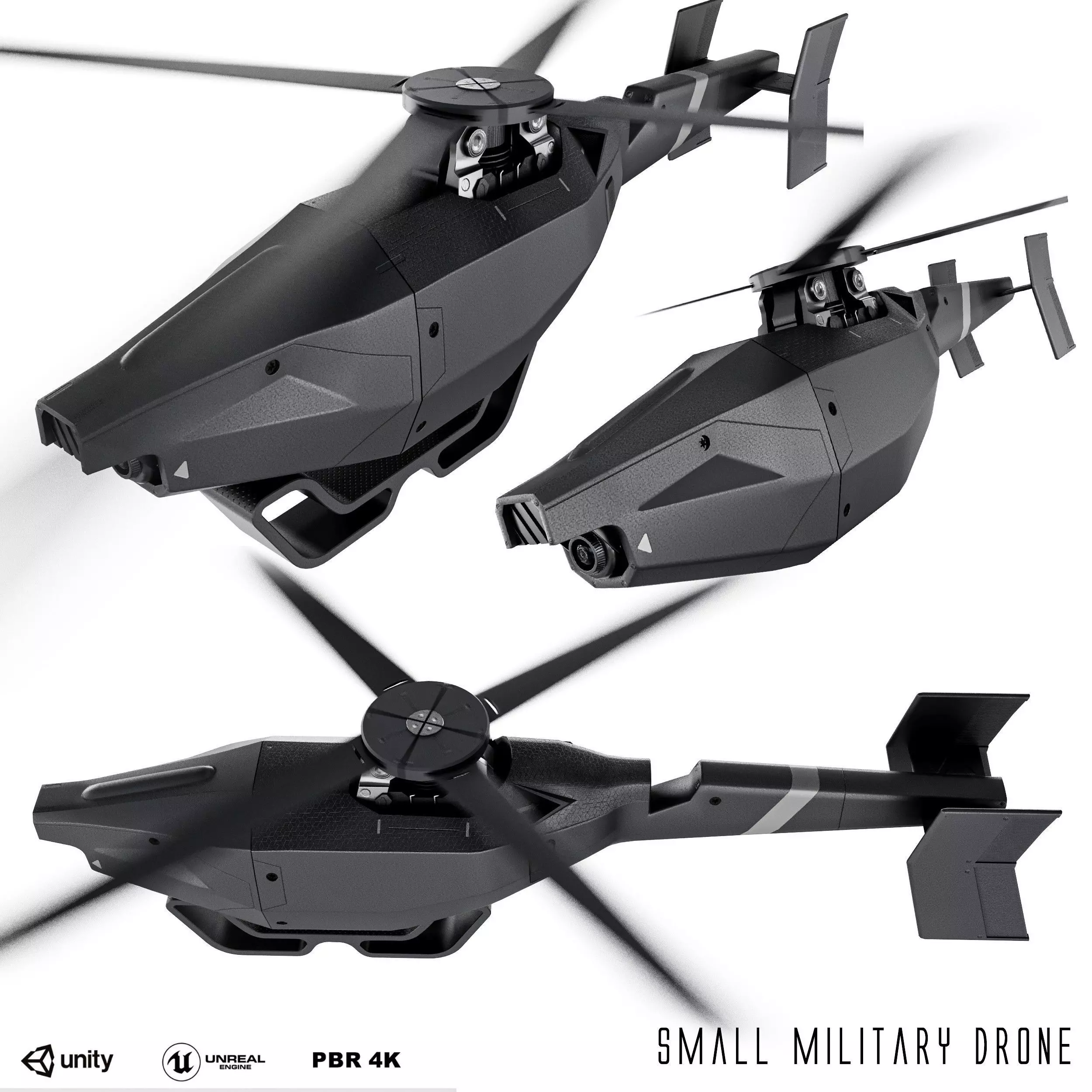 Small Militery Spy Drone Low-poly 3D model_0