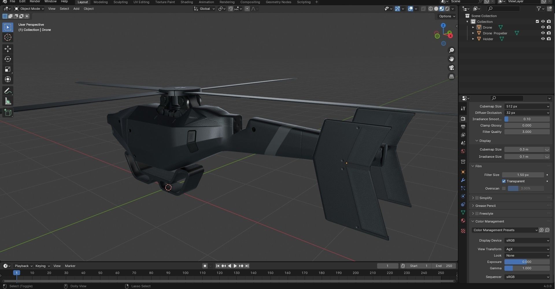 Small Militery Spy Drone Low-poly 3D model_21