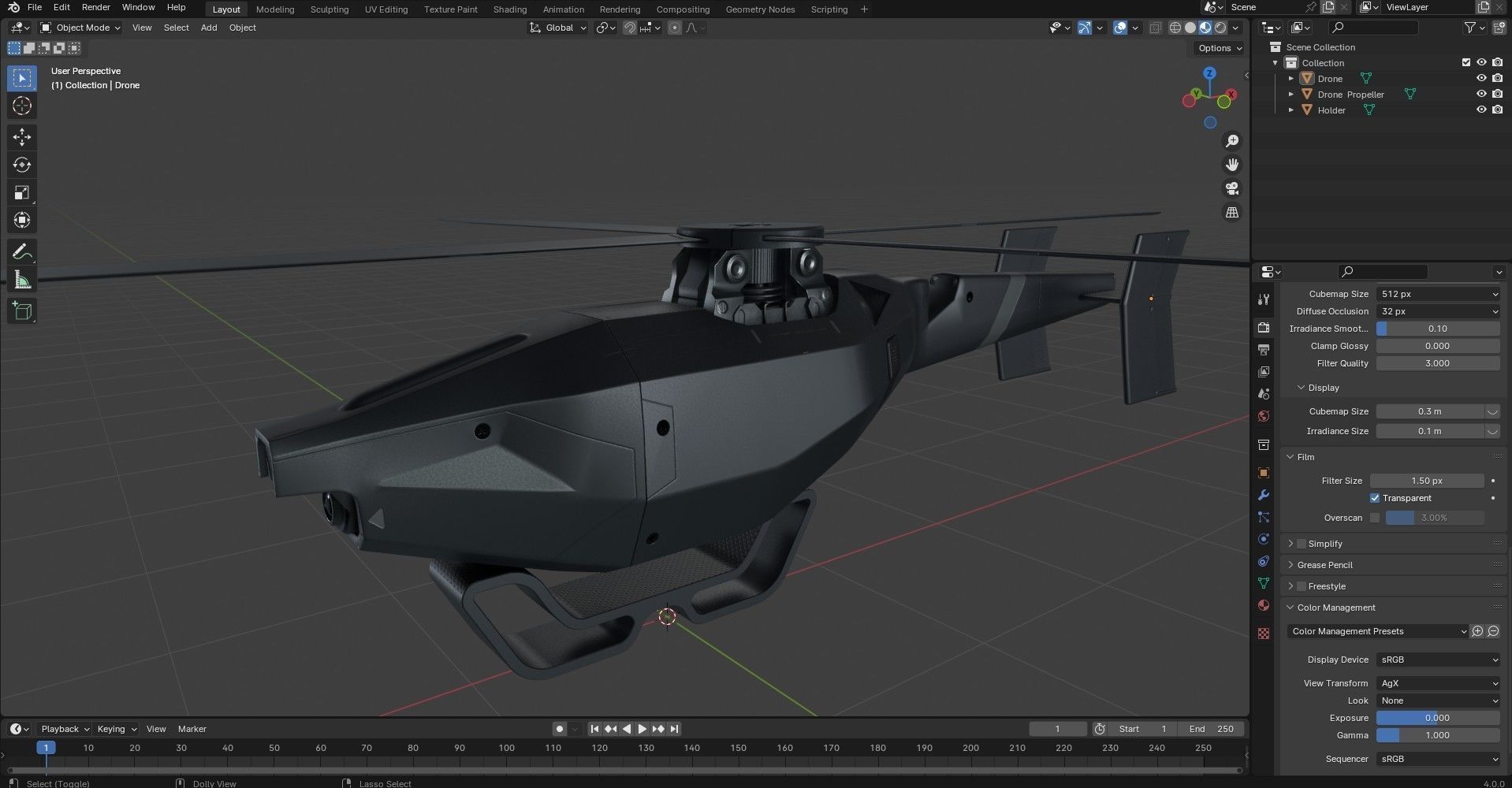 Small Militery Spy Drone Low-poly 3D model_23