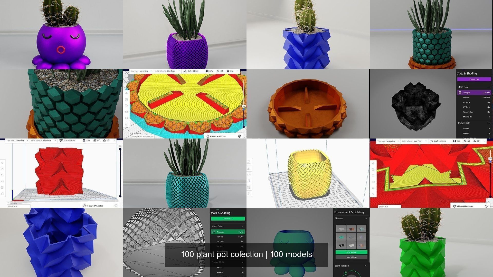 100 plant pot colection 3D Model Collection_12