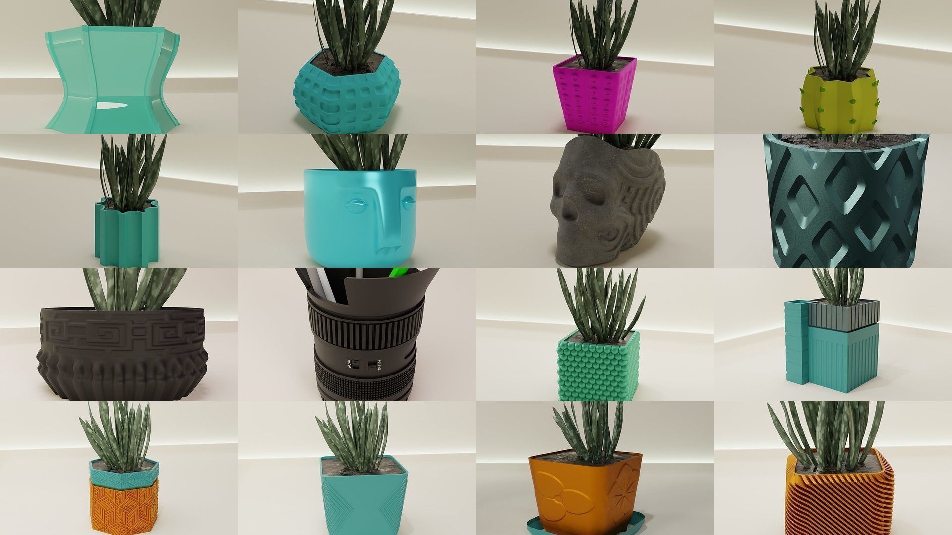 100 plant pot colection 3D Model Collection_5