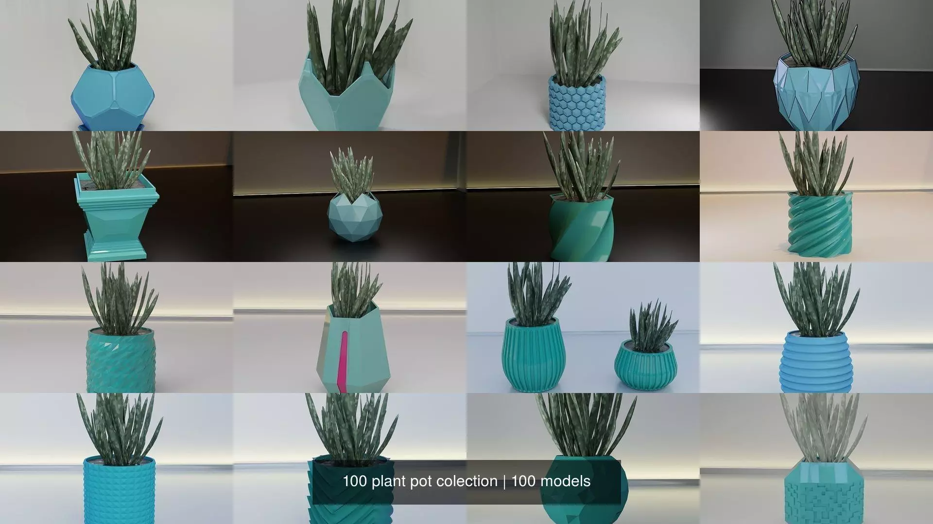 100 plant pot colection 3D Model Collection_0