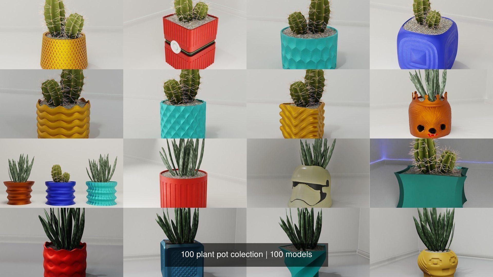 100 plant pot colection 3D Model Collection_10