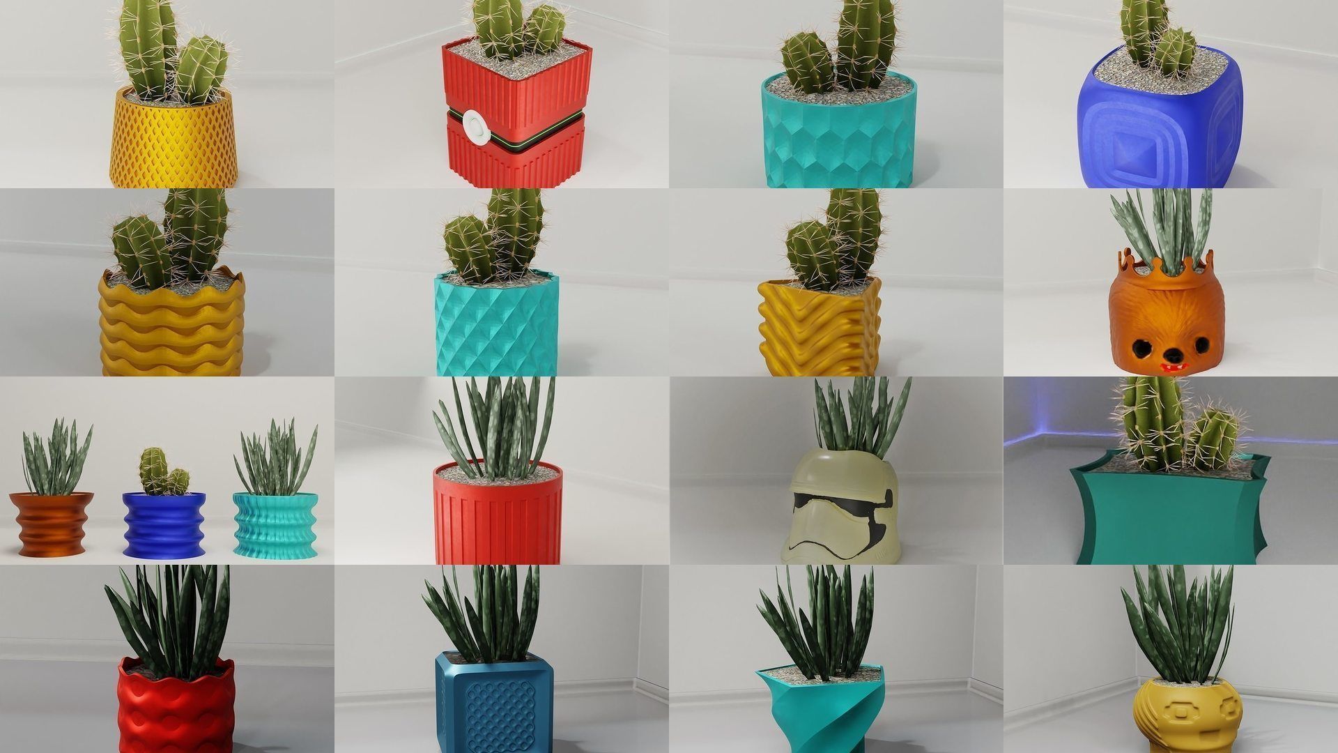 100 plant pot colection 3D Model Collection_9