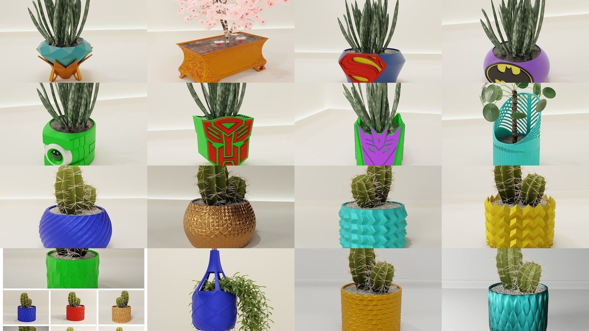 100 plant pot colection 3D Model Collection_7