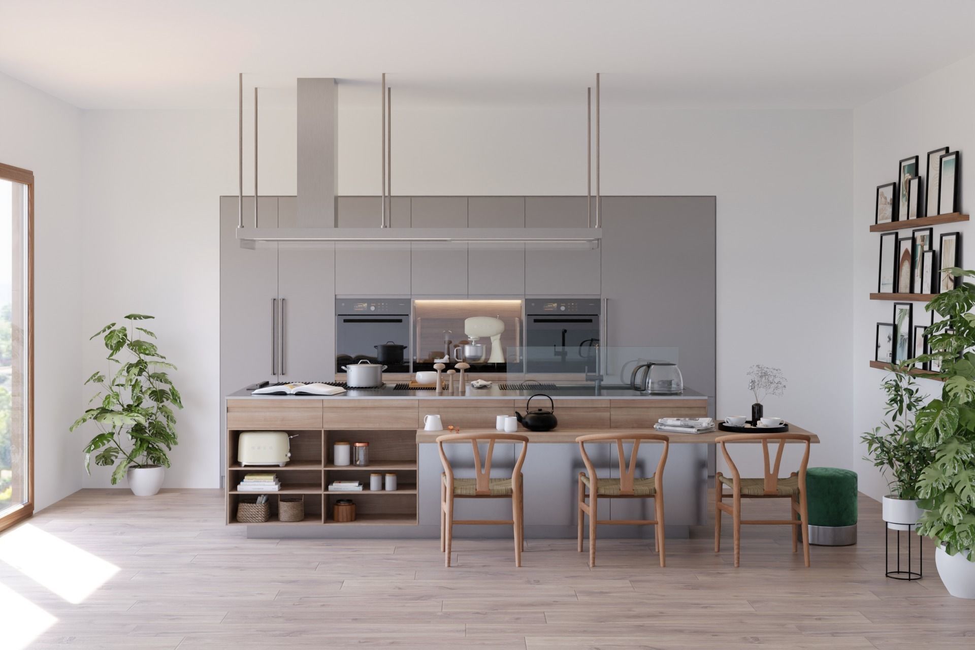 Arclinea Kitchen with Island - Convivium Built-in snack bar 3D model_2