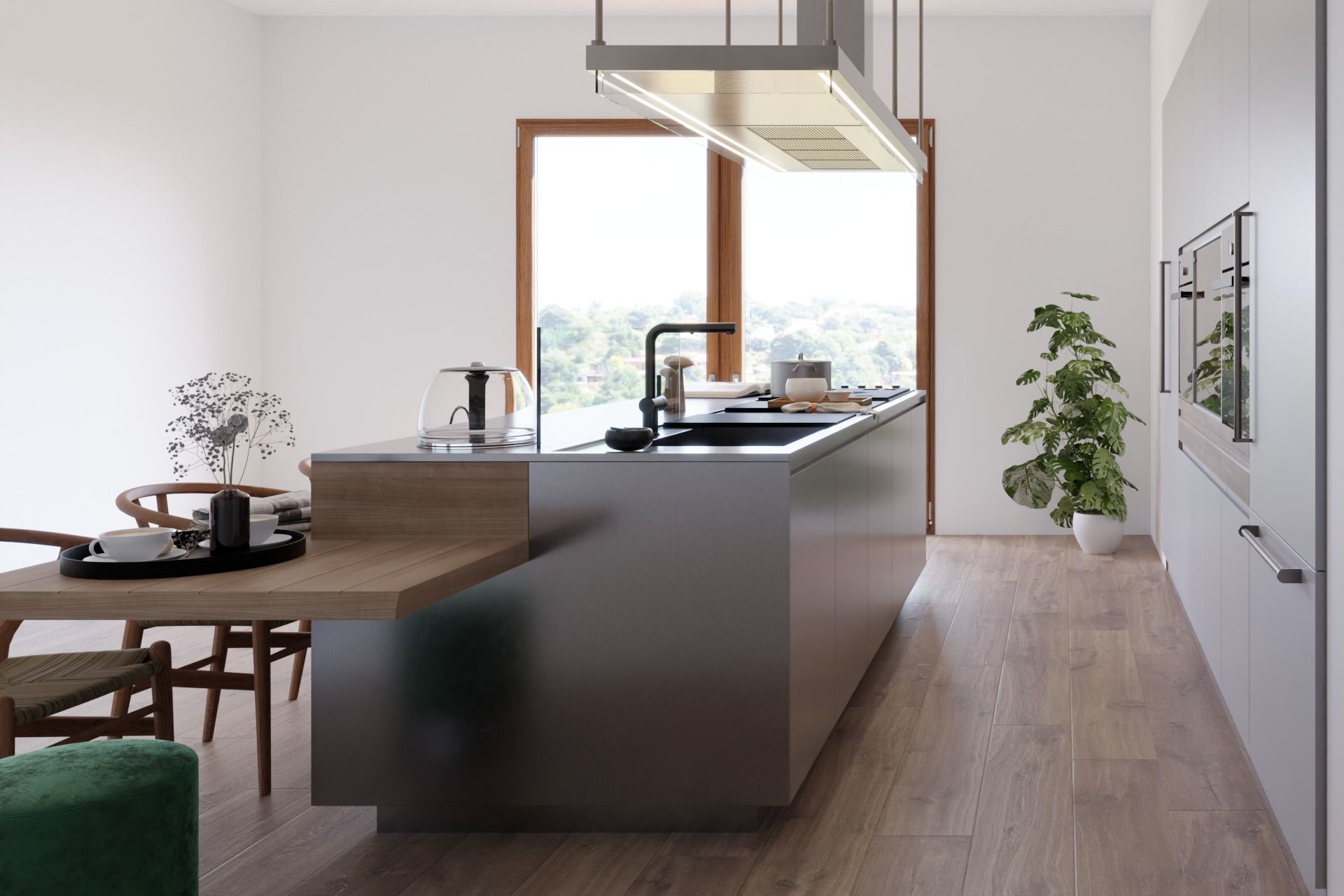 Arclinea Kitchen with Island - Convivium Built-in snack bar 3D model_7