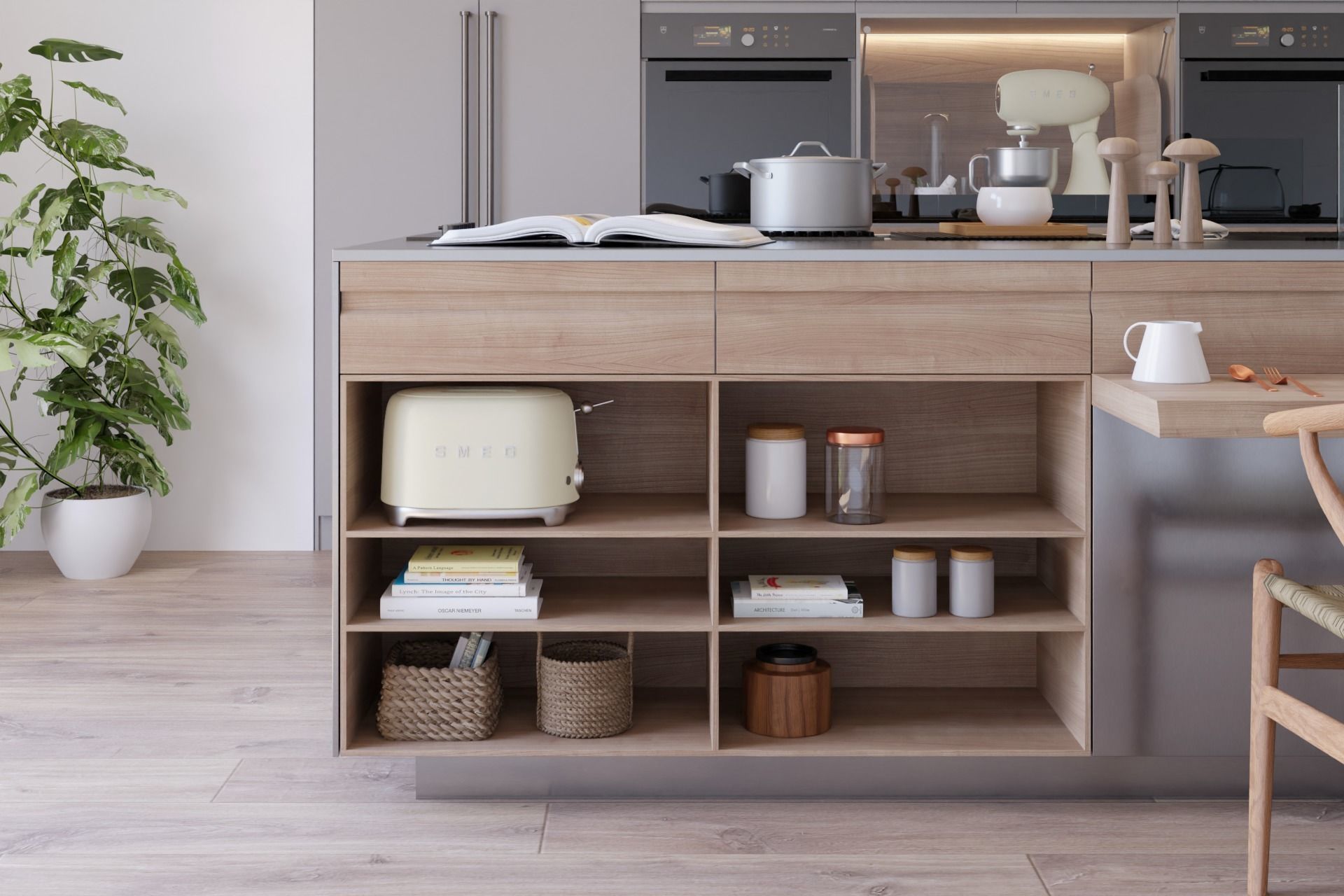 Arclinea Kitchen with Island - Convivium Built-in snack bar 3D model_4