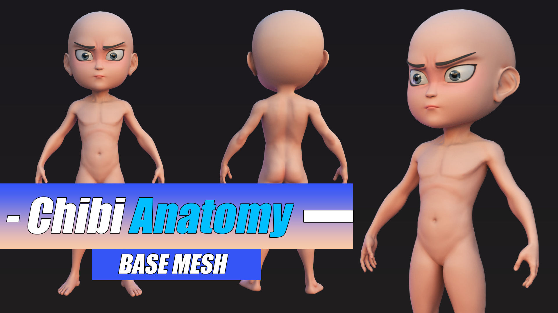 Combo 2 Body Chibi Boy and Girl Stylized Low-poly 3D model_1