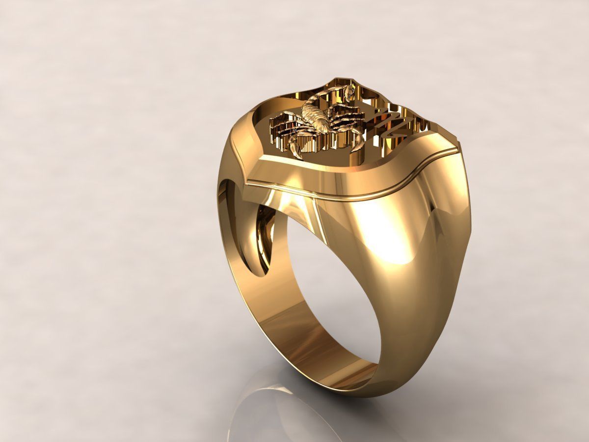 Ring men 7 scorpion zodiac 3D print model_3