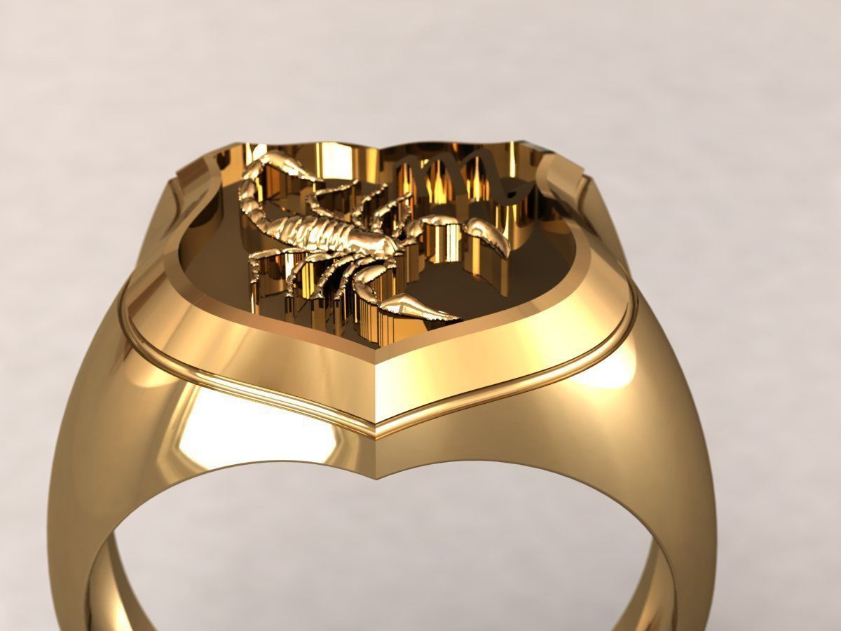 Ring men 7 scorpion zodiac 3D print model_2