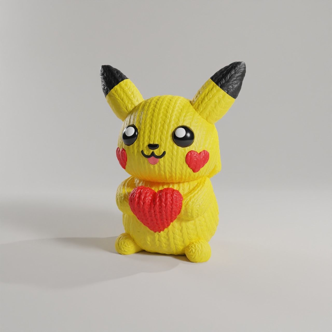 PIKACHU VALENTINE CROCHET KNITTED - PARTS - 3MF 3D print model_1