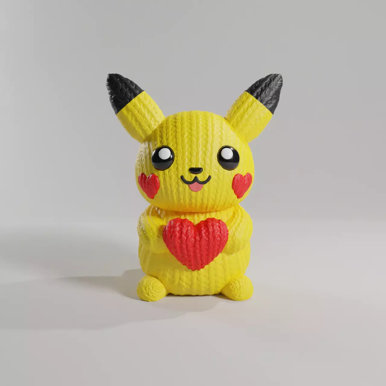 PIKACHU VALENTINE CROCHET KNITTED - PARTS - 3MF 3D print model_0