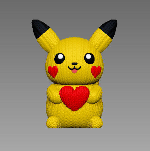 PIKACHU VALENTINE CROCHET KNITTED - PARTS - 3MF 3D print model_4