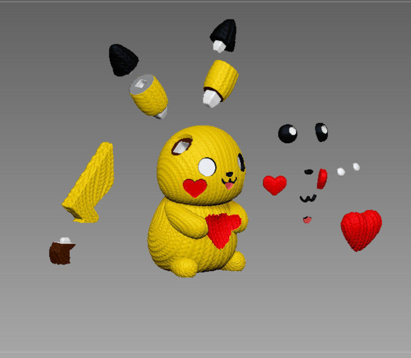 PIKACHU VALENTINE CROCHET KNITTED - PARTS - 3MF 3D print model_3