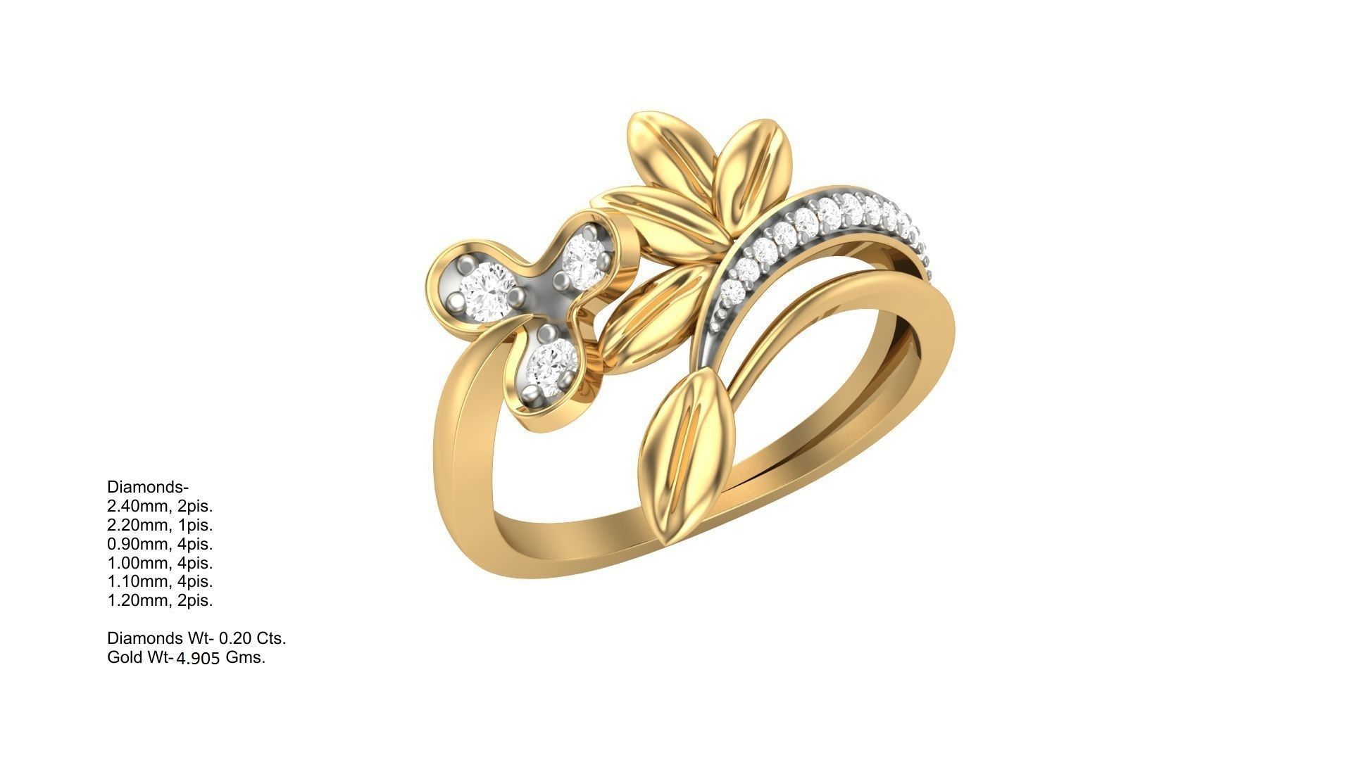 Flower Leaves Light Wt Ring 3dm stl obj mtl gltf glb render  3D print model_1