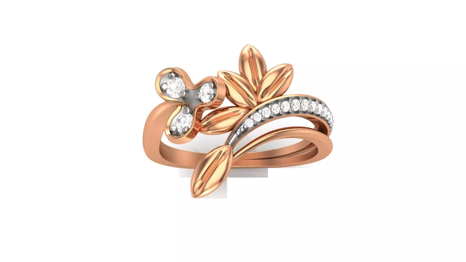 Flower Leaves Light Wt Ring 3dm stl obj mtl gltf glb render  3D print model_0