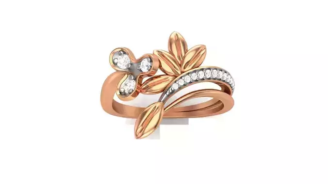 Flower Leaves Light Wt Ring 3dm stl obj mtl gltf glb render 