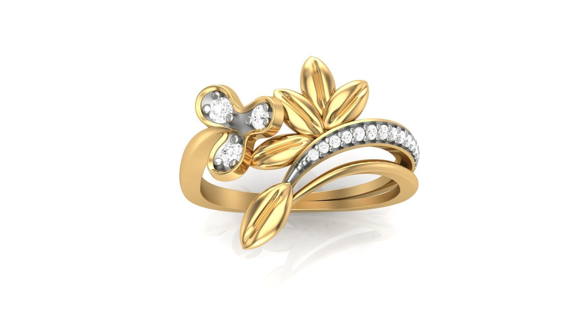 Flower Leaves Light Wt Ring 3dm stl obj mtl gltf glb render  3D print model_3