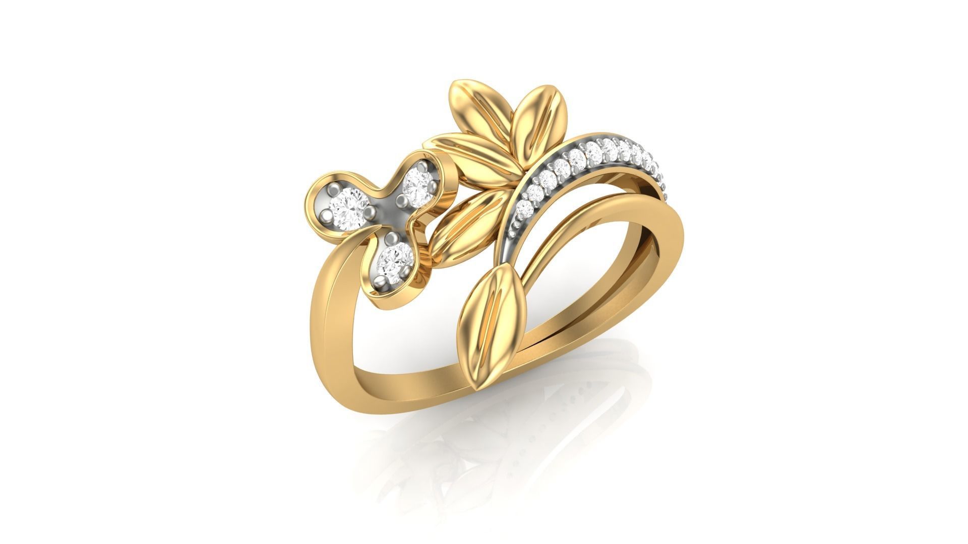 Flower Leaves Light Wt Ring 3dm stl obj mtl gltf glb render  3D print model_2