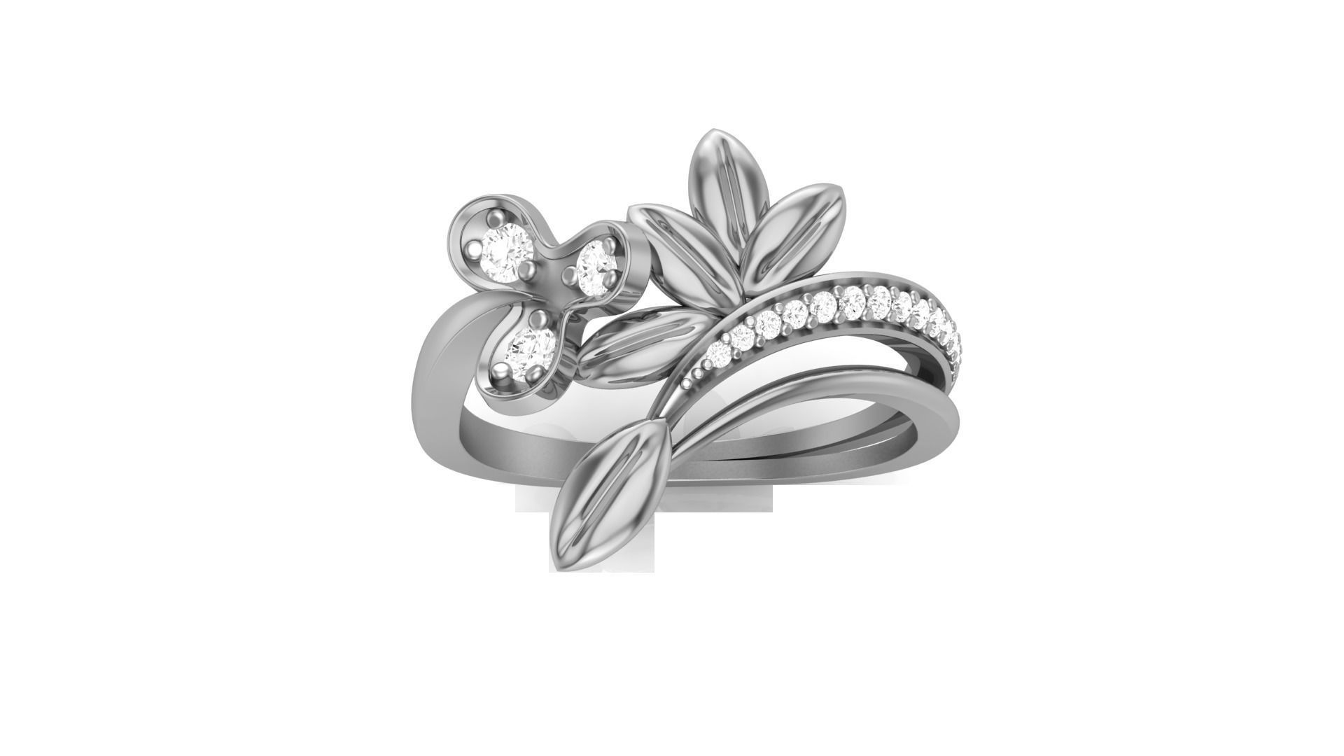 Flower Leaves Light Wt Ring 3dm stl obj mtl gltf glb render  3D print model_8