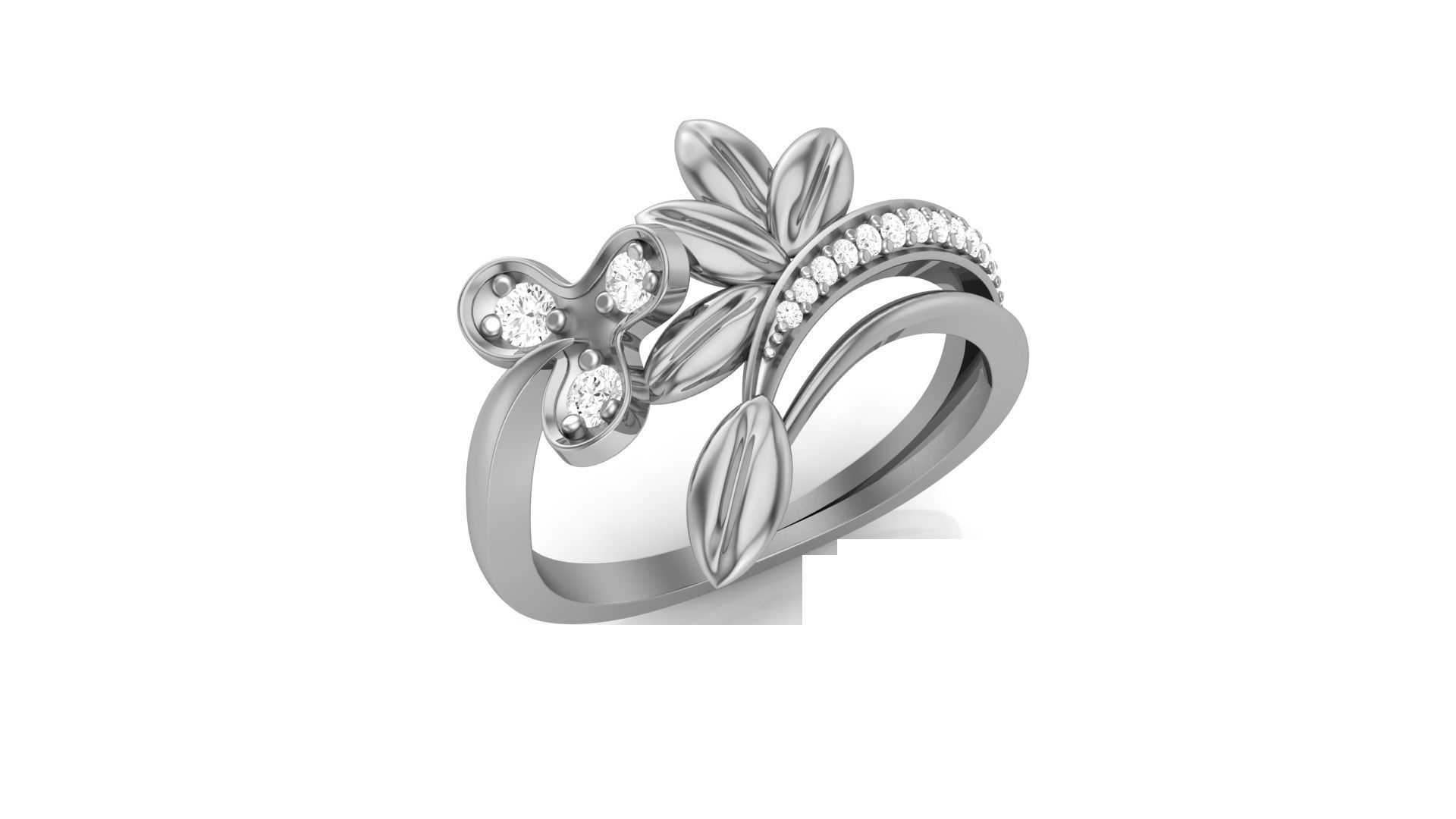 Flower Leaves Light Wt Ring 3dm stl obj mtl gltf glb render  3D print model_7