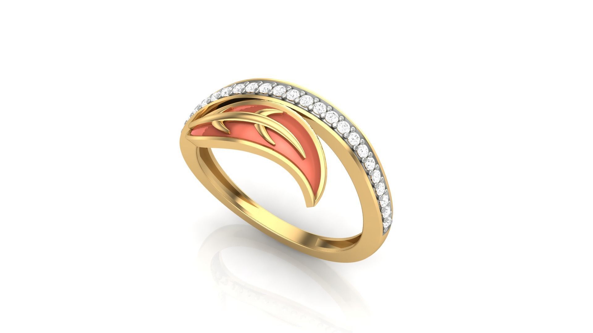 Leaves Light Wt Ring 3dm stl obj mtl gltf glb render details 3D print model_2