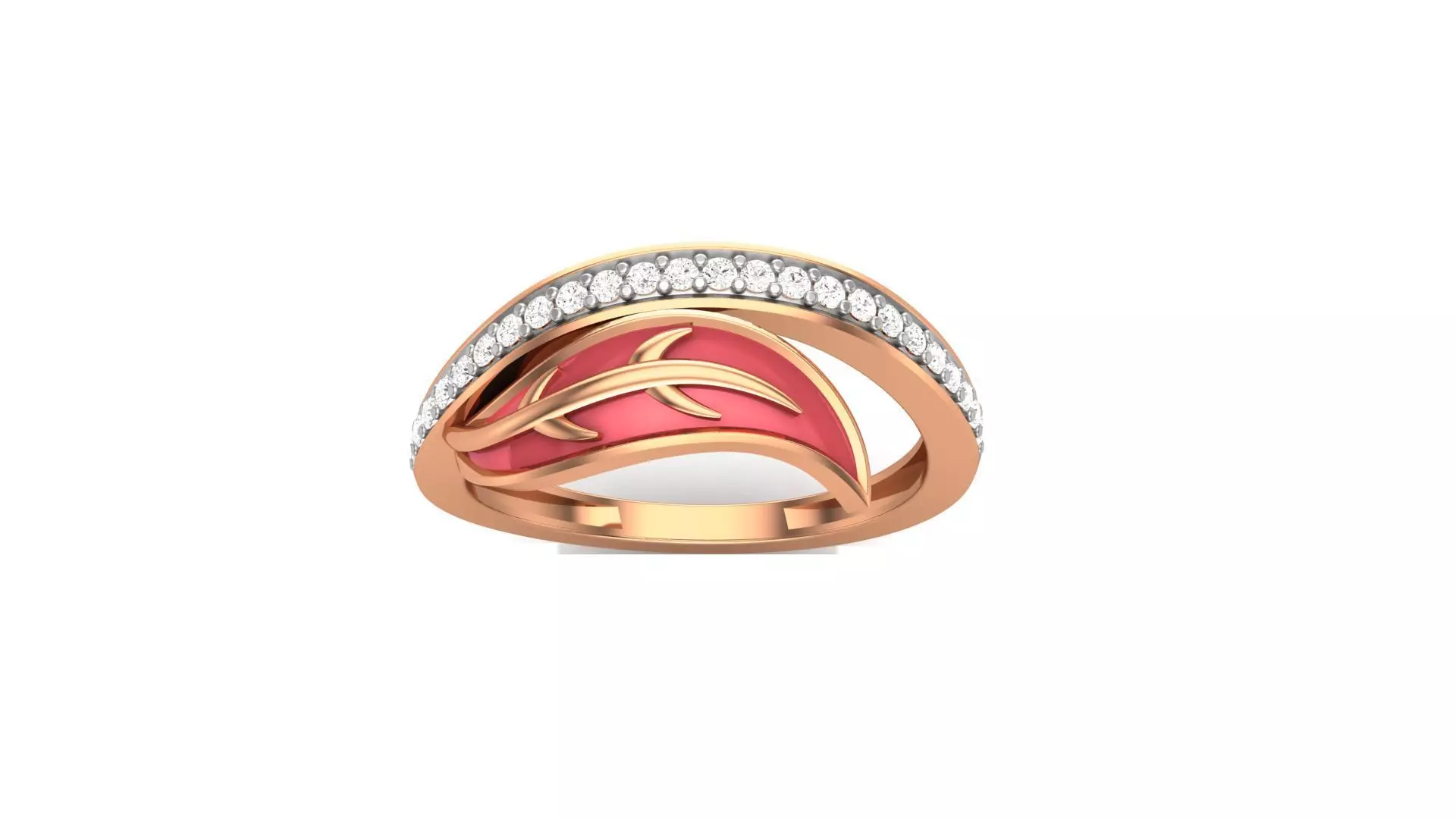 Leaves Light Wt Ring 3dm stl obj mtl gltf glb render details 3D print model_0