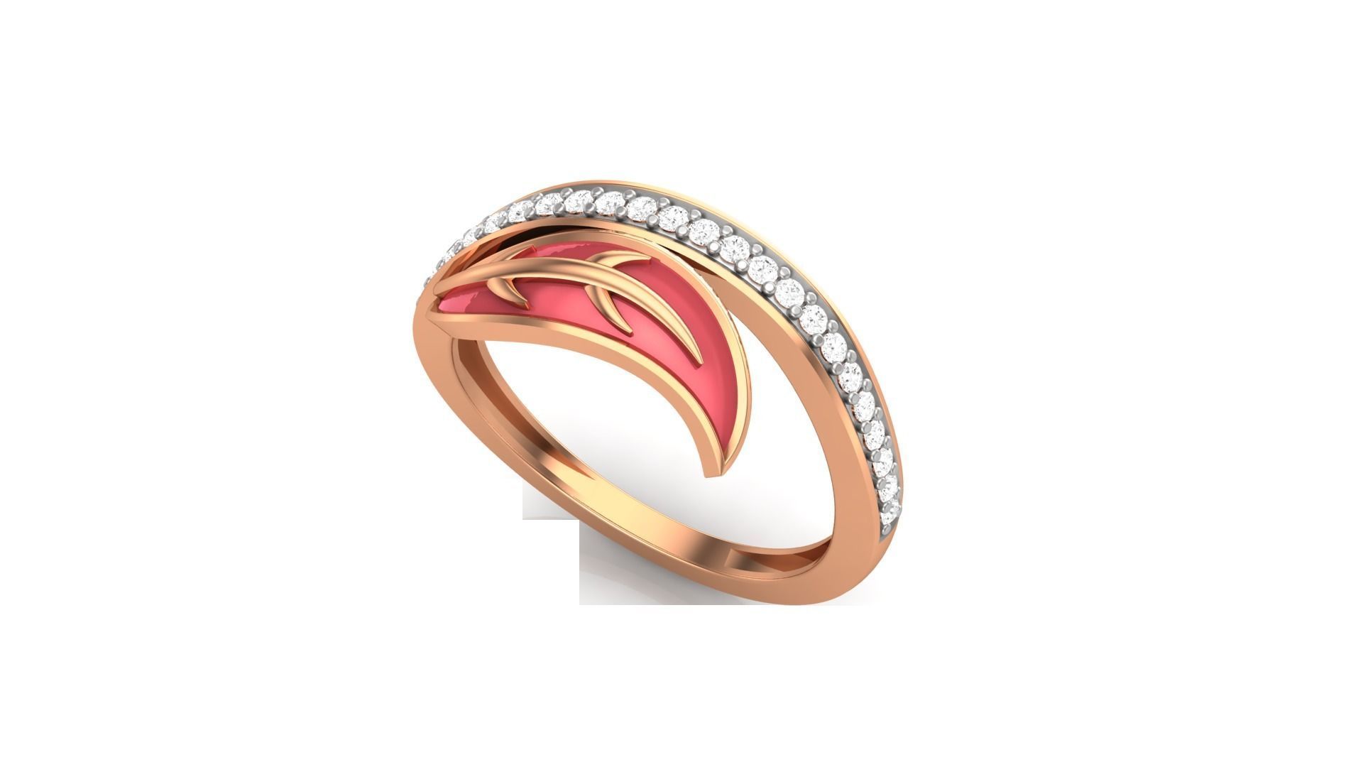 Leaves Light Wt Ring 3dm stl obj mtl gltf glb render details 3D print model_5