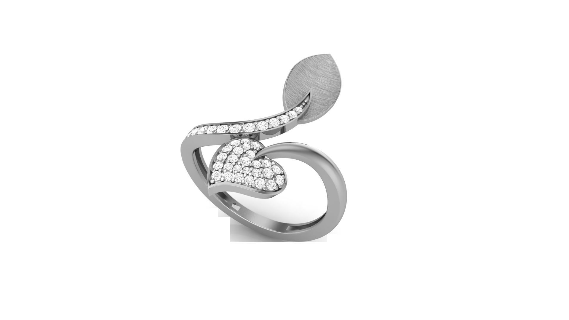 Heart Leaves Light Wt Ring 3dm stl obj mtl gltf glb render  3D print model_7