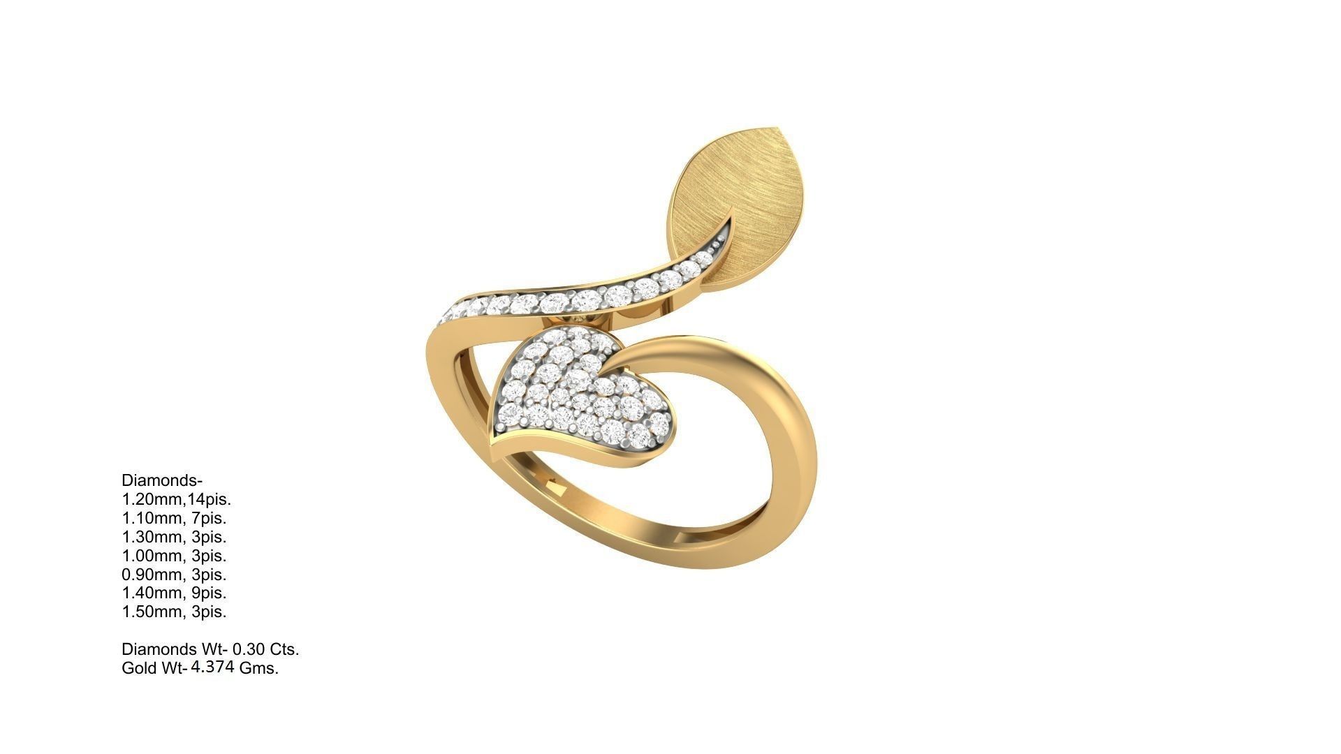 Heart Leaves Light Wt Ring 3dm stl obj mtl gltf glb render  3D print model_1