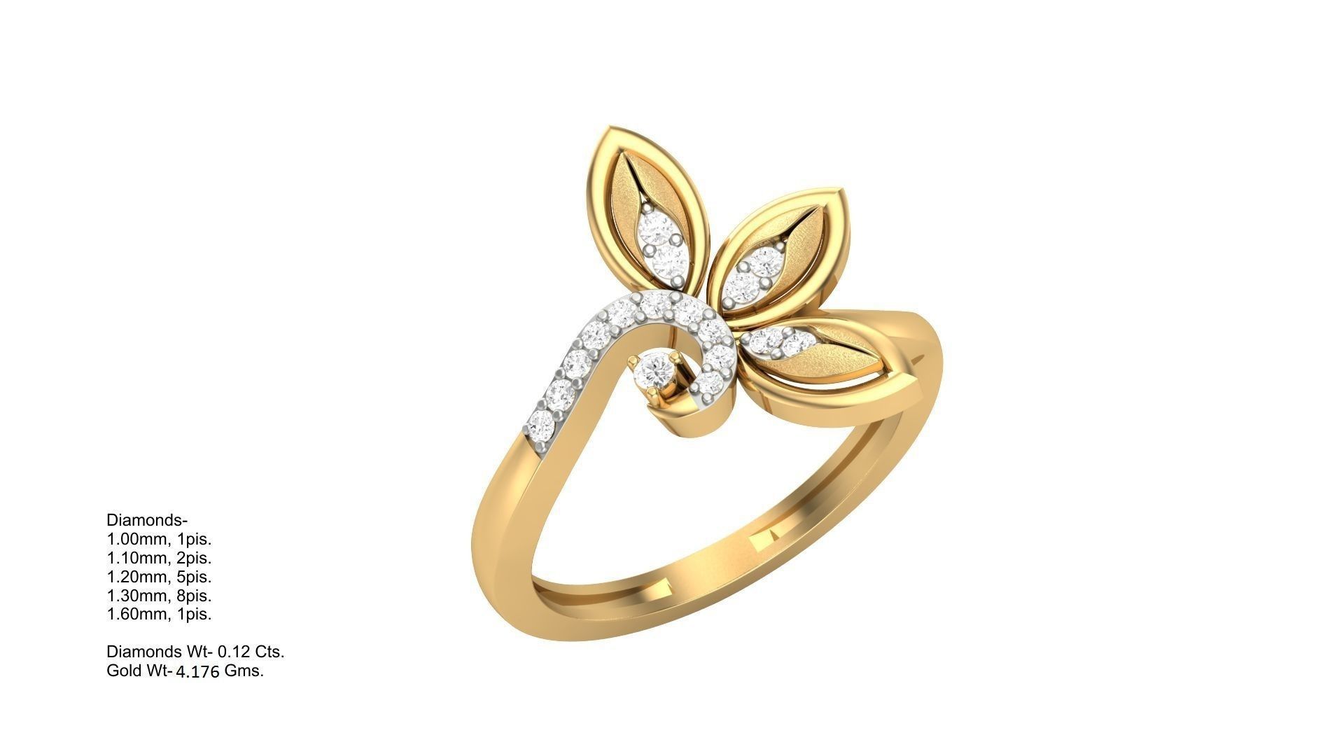 Leaves Light Wt Ring 3dm stl obj mtl gltf glb render details 3D print model_1