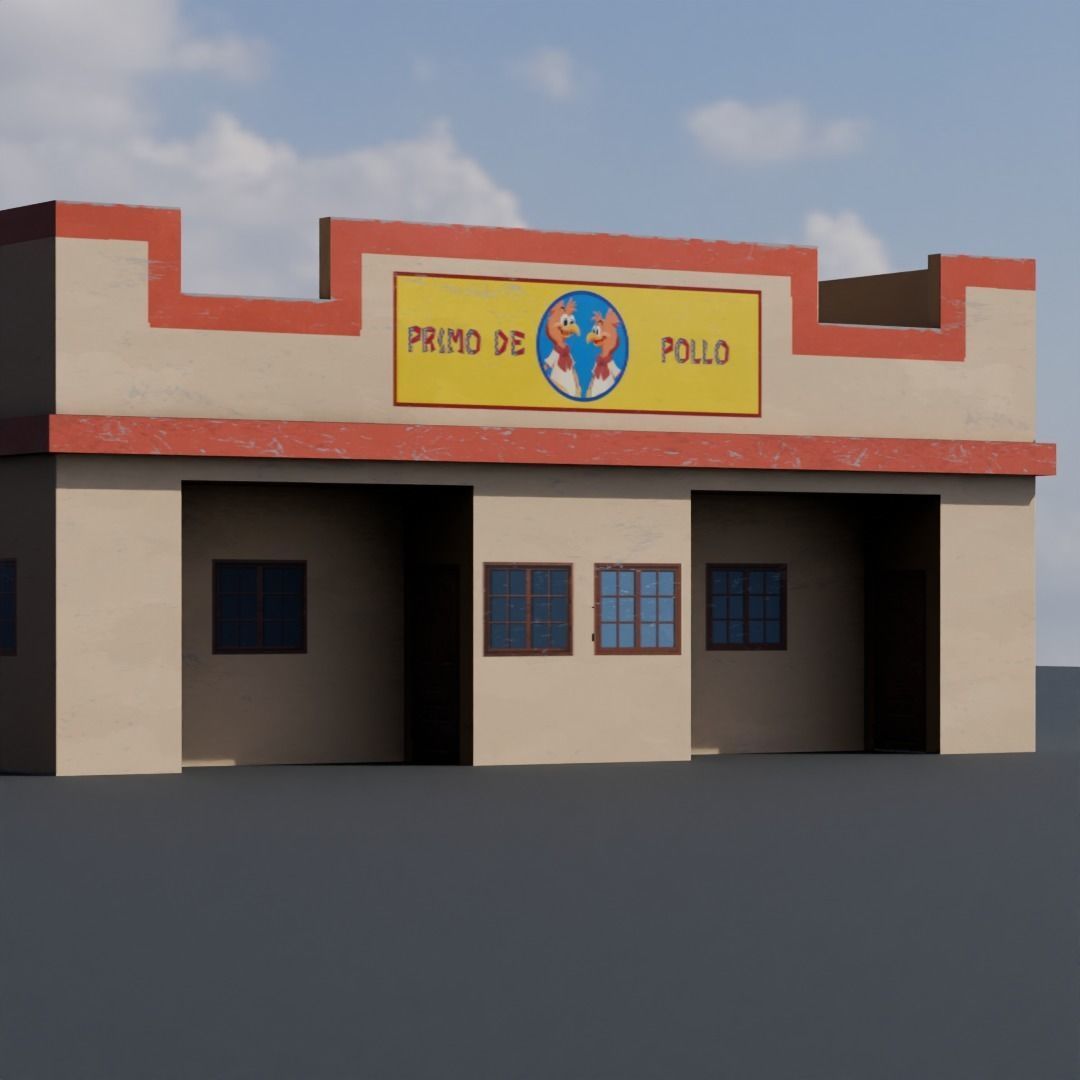 Restaurant Inspired By Los Pollos Hermanos Game Ready Low Poly Low-poly 3D model_2