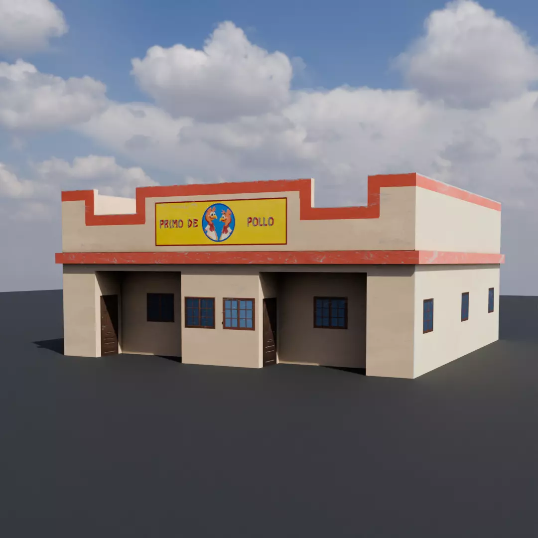 Restaurant Inspired By Los Pollos Hermanos Game Ready Low Poly Low-poly 3D model_0