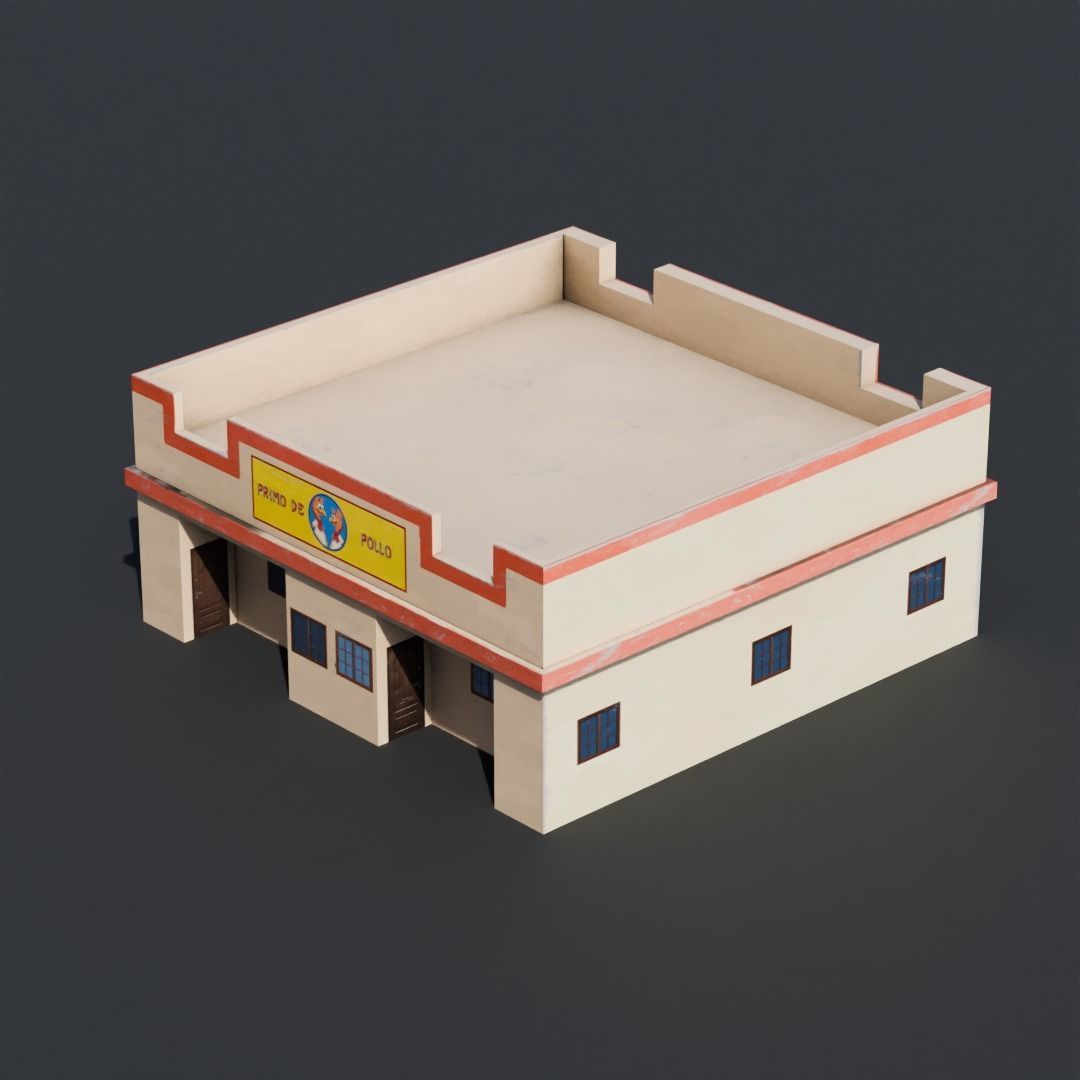 Restaurant Inspired By Los Pollos Hermanos Game Ready Low Poly Low-poly 3D model_1