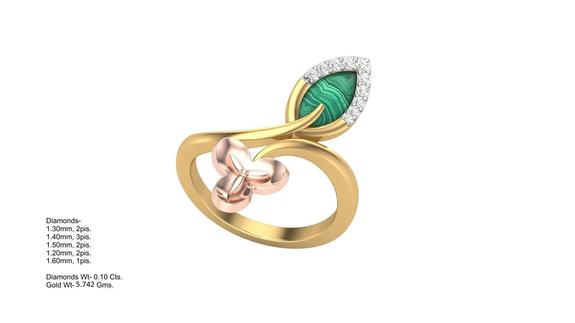 Flower Leaves Light Wt Ring 3dm stl obj mtl gltf glb render  3D print model_1